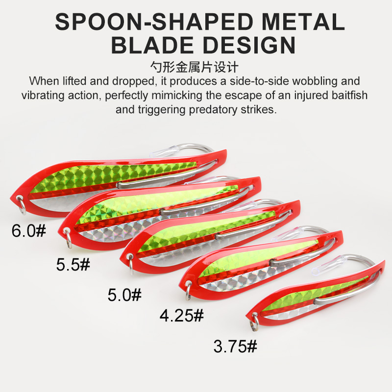 طعم صيد معدني كبير بخطاف واحد، - مراجعة Fishing Hook Size وسعره